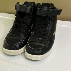 Fila VULC 13 Trainers Sneakers Shoes Youth Size 4 Black And Leopard High Top